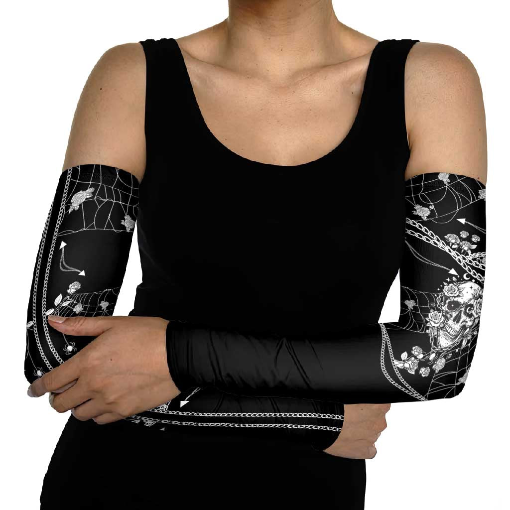 Western Gothic Yoke Arm Sleeves Skull Rose With Spider - Wonder Print Shop