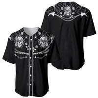 Western Gothic Yoke Baseball Jersey Skull Rose With Spider - Wonder Print Shop