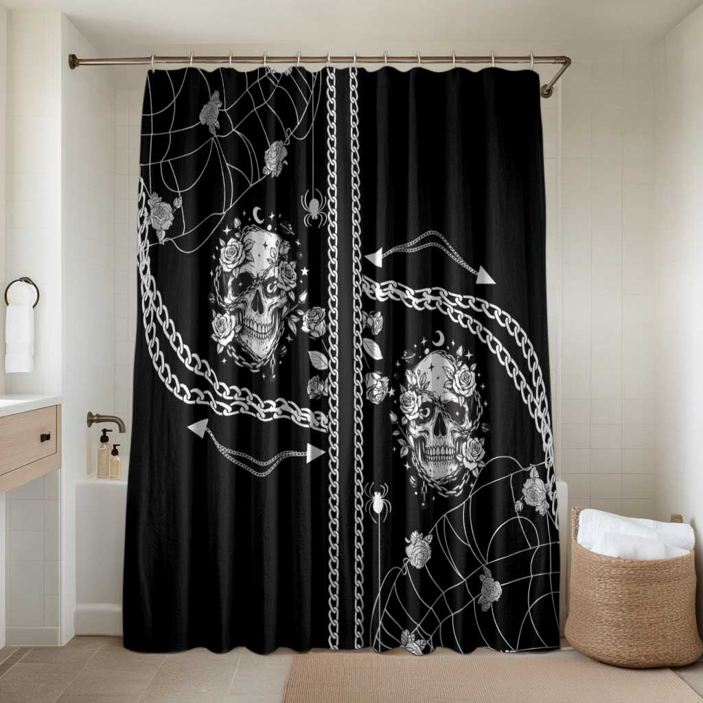 Western Gothic Yoke Bathroom Set Skull Rose With Spider - Wonder Print Shop