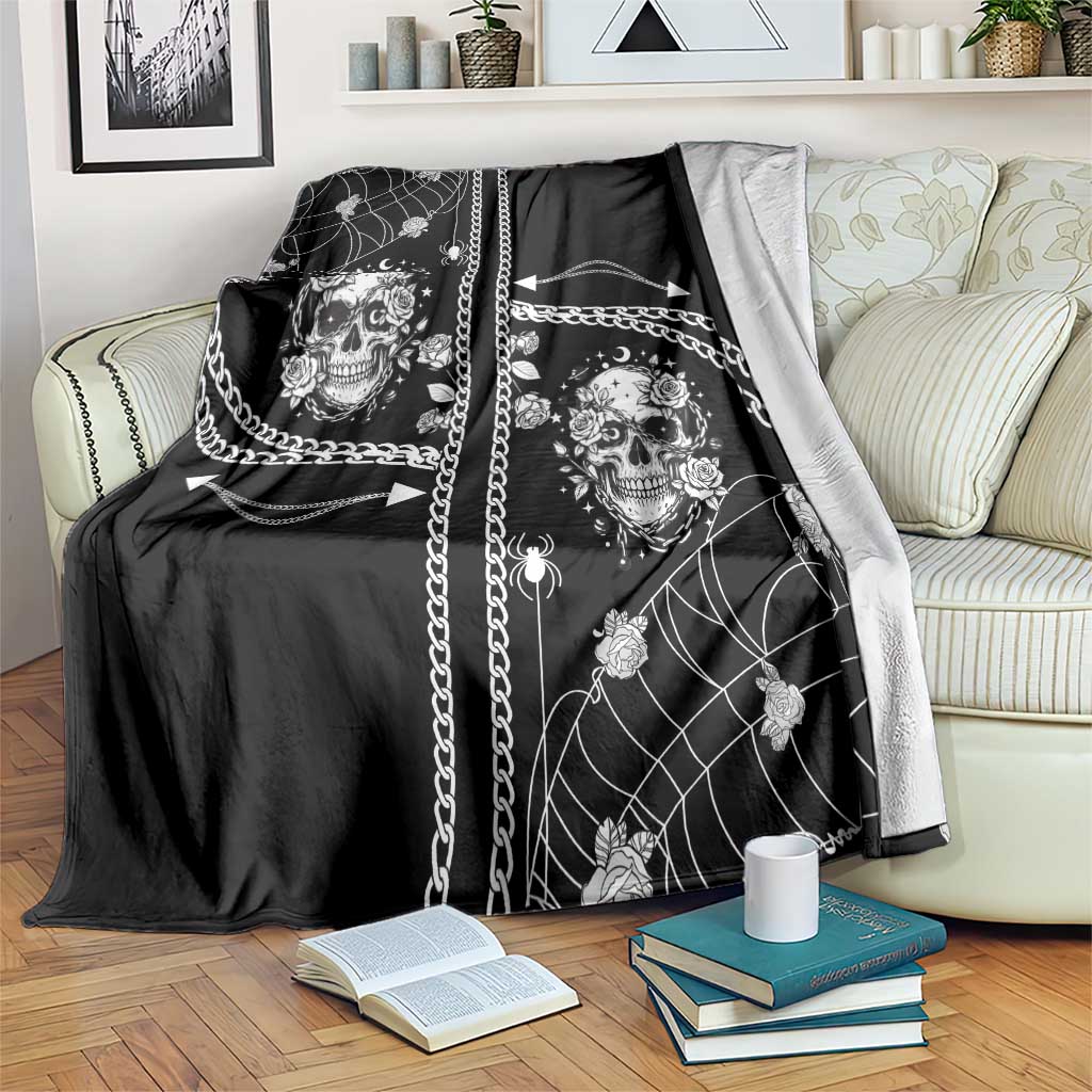 Western Gothic Yoke Blanket Skull Rose With Spider - Wonder Print Shop