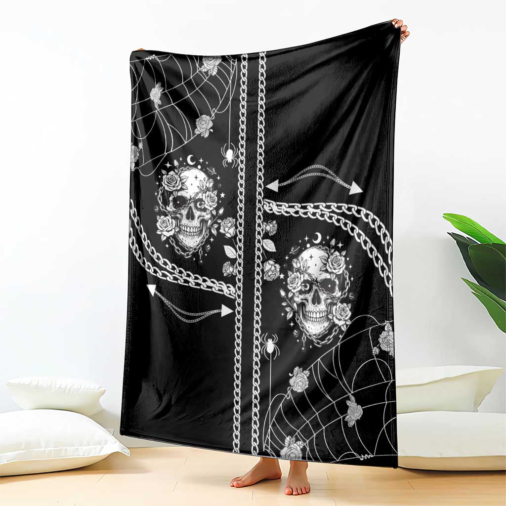 Western Gothic Yoke Blanket Skull Rose With Spider - Wonder Print Shop