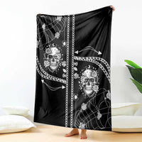 Western Gothic Yoke Blanket Skull Rose With Spider - Wonder Print Shop