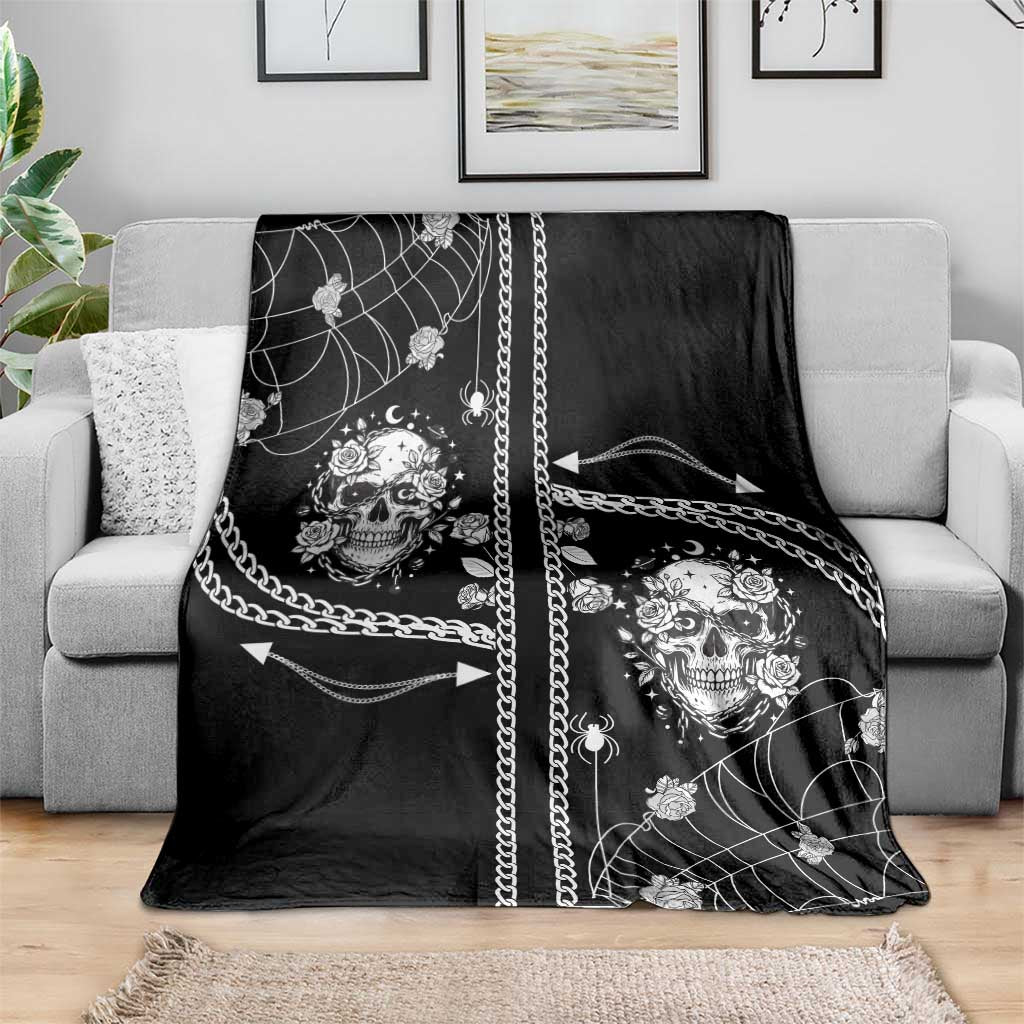 Western Gothic Yoke Blanket Skull Rose With Spider - Wonder Print Shop