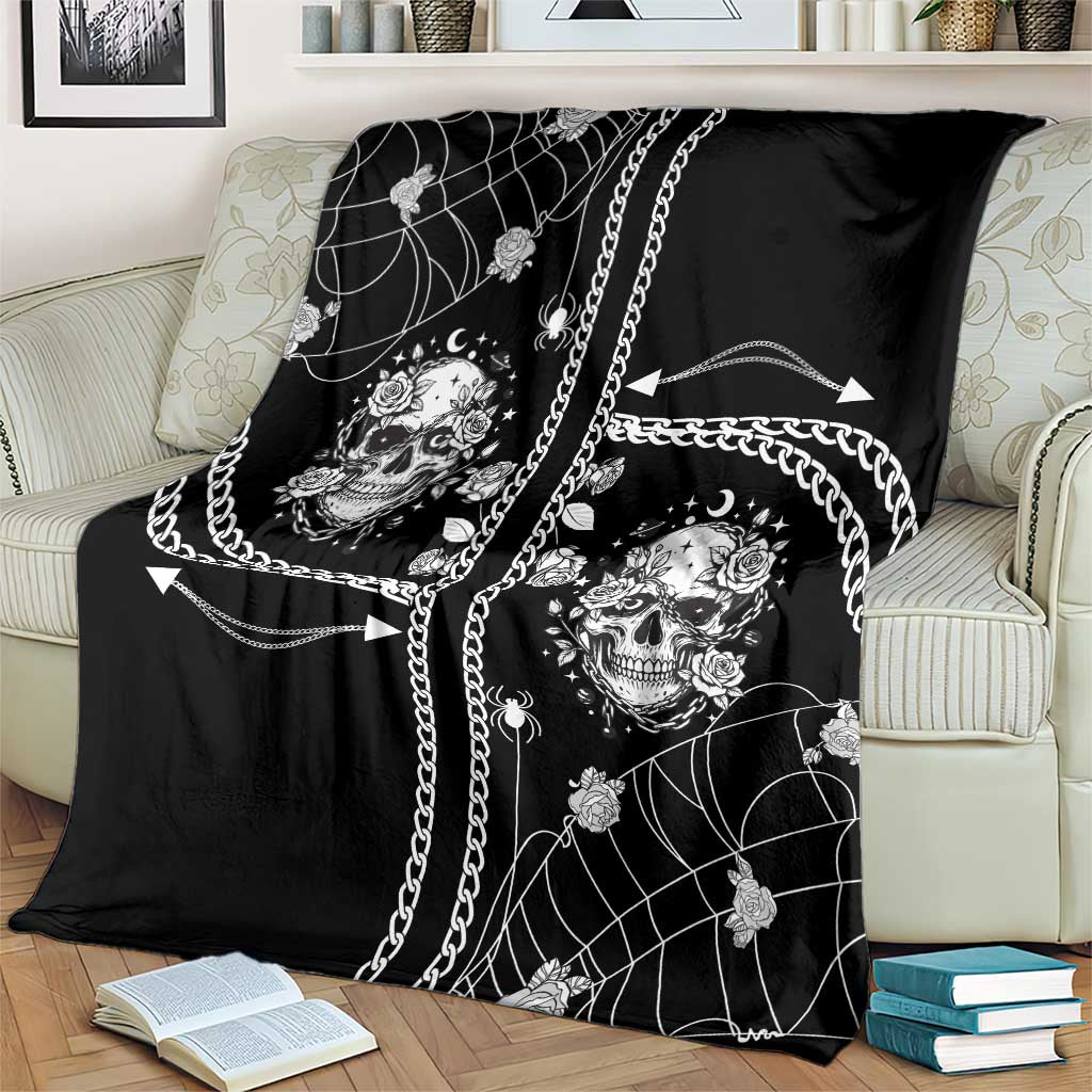 Western Gothic Yoke Blanket Skull Rose With Spider - Wonder Print Shop