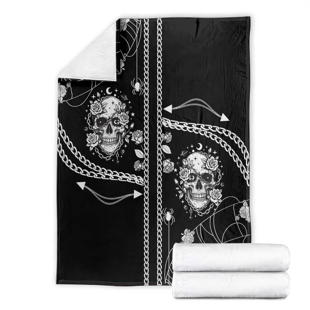 Western Gothic Yoke Blanket Skull Rose With Spider - Wonder Print Shop