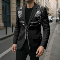 Western Gothic Yoke Blazer Skull Rose With Spider - Wonder Print Shop