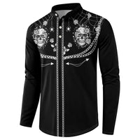 Western Gothic Yoke Button Sweatshirt Skull Rose With Spider - Wonder Print Shop