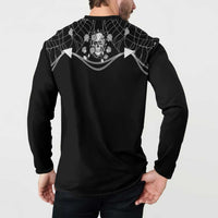Western Gothic Yoke Button Sweatshirt Skull Rose With Spider - Wonder Print Shop