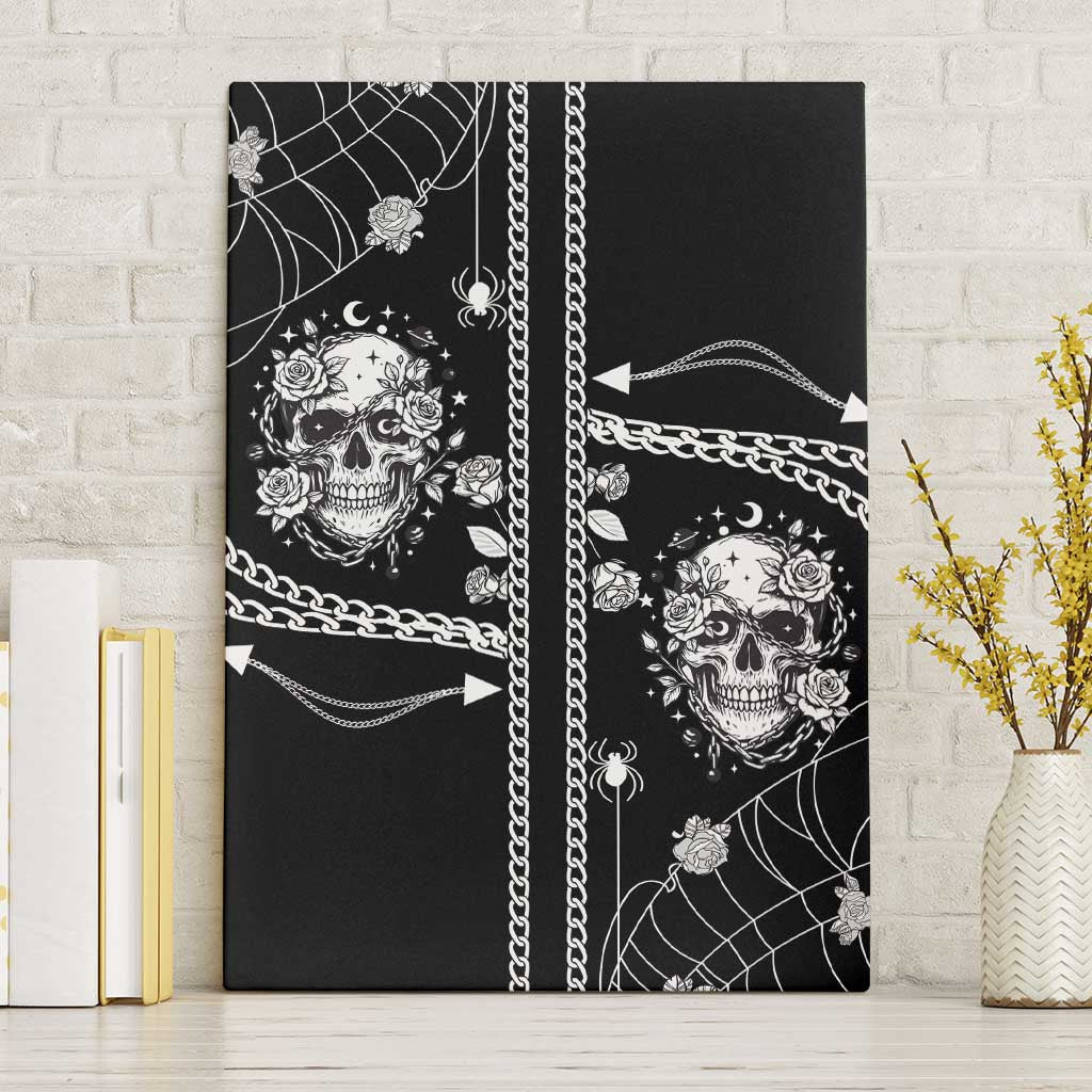 Western Gothic Yoke Canvas Wall Art Skull Rose With Spider - Wonder Print Shop
