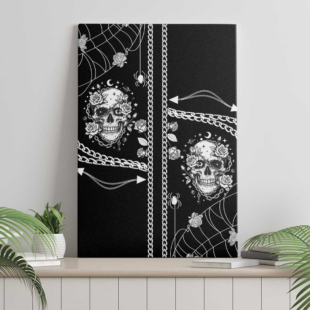 Western Gothic Yoke Canvas Wall Art Skull Rose With Spider - Wonder Print Shop