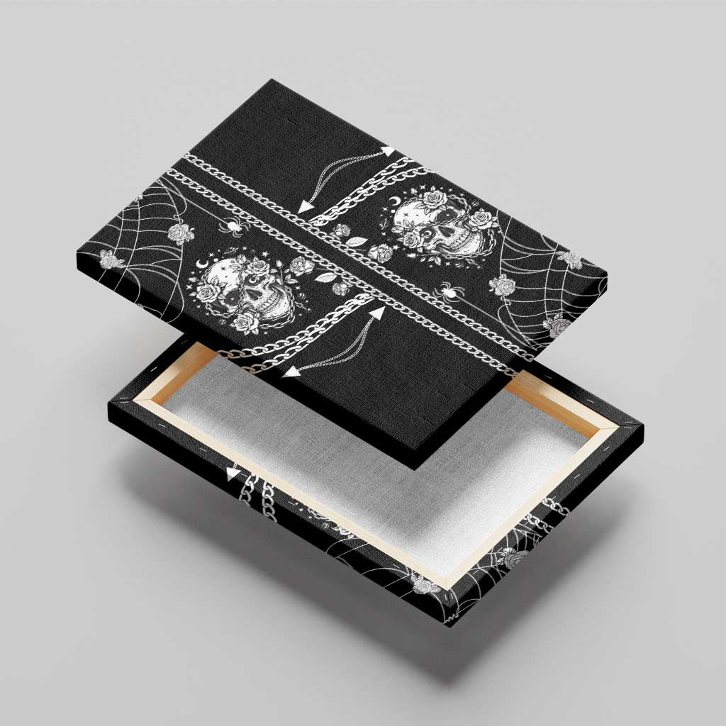 Western Gothic Yoke Canvas Wall Art Skull Rose With Spider - Wonder Print Shop