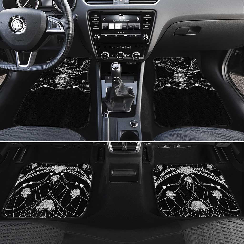 Western Gothic Yoke Car Mats Skull Rose With Spider - Wonder Print Shop