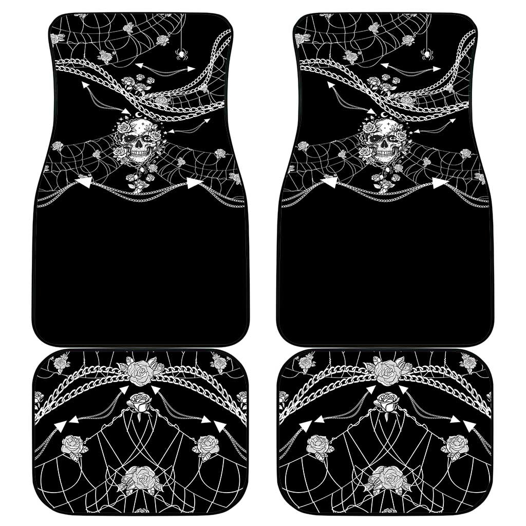 Western Gothic Yoke Car Mats Skull Rose With Spider - Wonder Print Shop