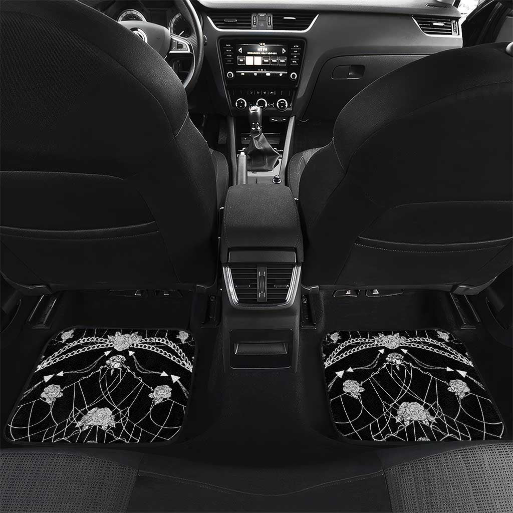Western Gothic Yoke Car Mats Skull Rose With Spider - Wonder Print Shop