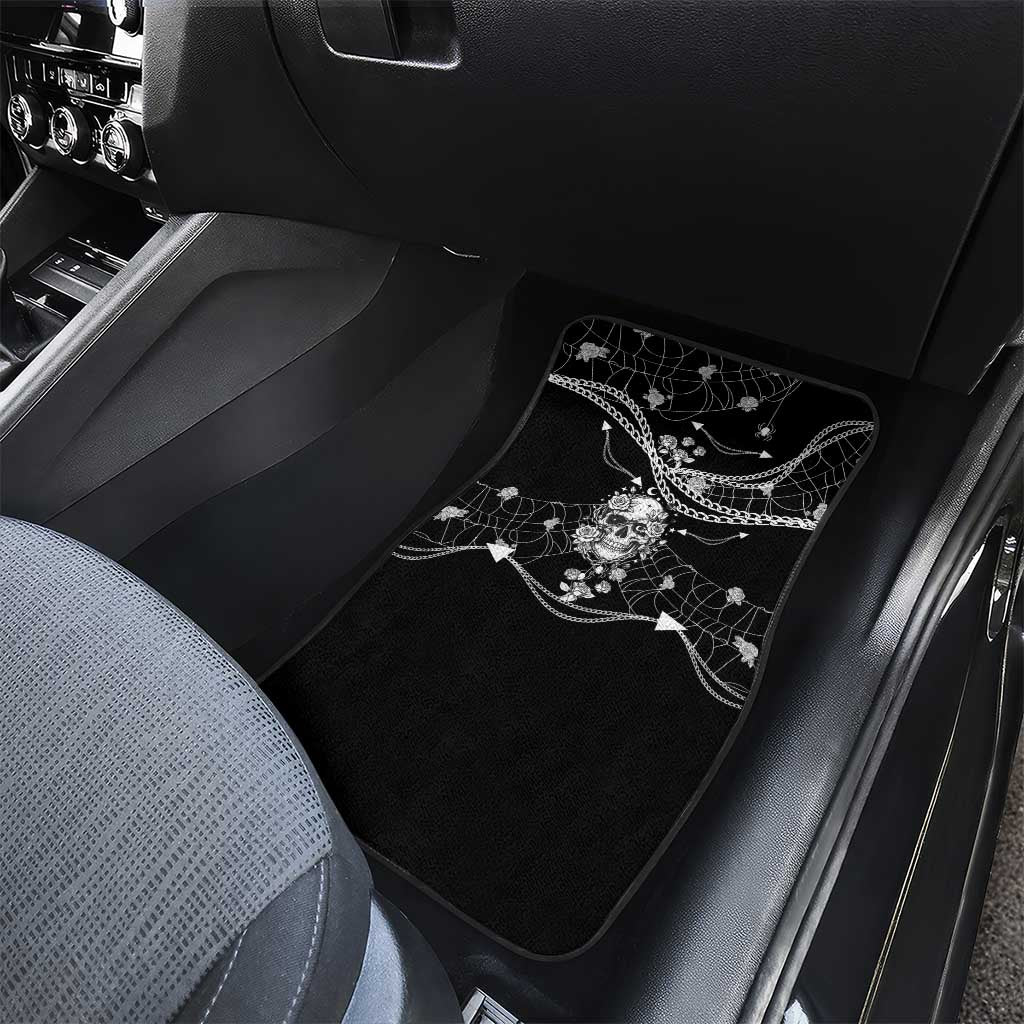 Western Gothic Yoke Car Mats Skull Rose With Spider - Wonder Print Shop
