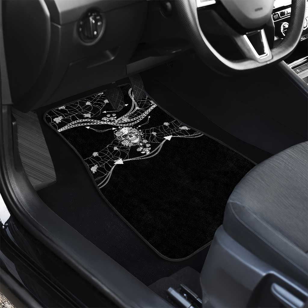 Western Gothic Yoke Car Mats Skull Rose With Spider - Wonder Print Shop