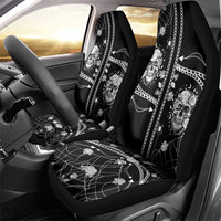 Western Gothic Yoke Car Seat Cover Skull Rose With Spider - Wonder Print Shop