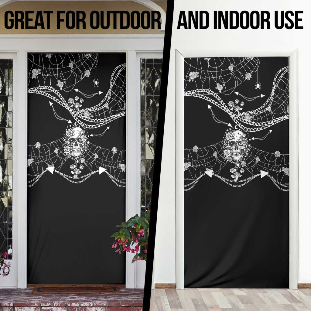 Western Gothic Yoke Door Cover Skull Rose With Spider - Wonder Print Shop