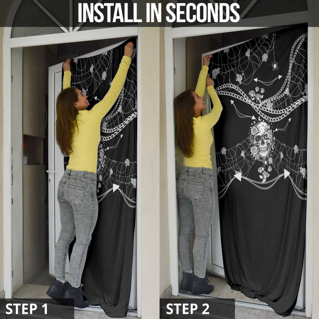 Western Gothic Yoke Door Cover Skull Rose With Spider - Wonder Print Shop