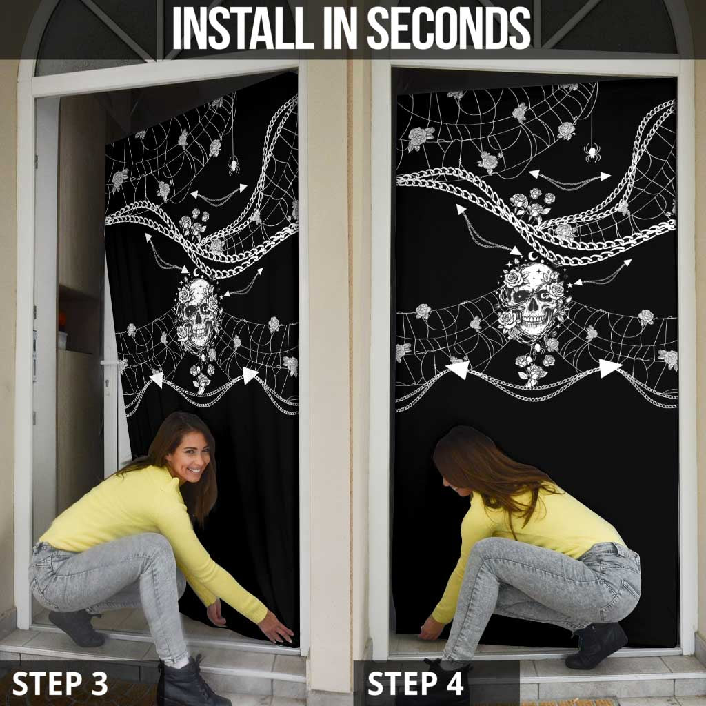 Western Gothic Yoke Door Cover Skull Rose With Spider - Wonder Print Shop