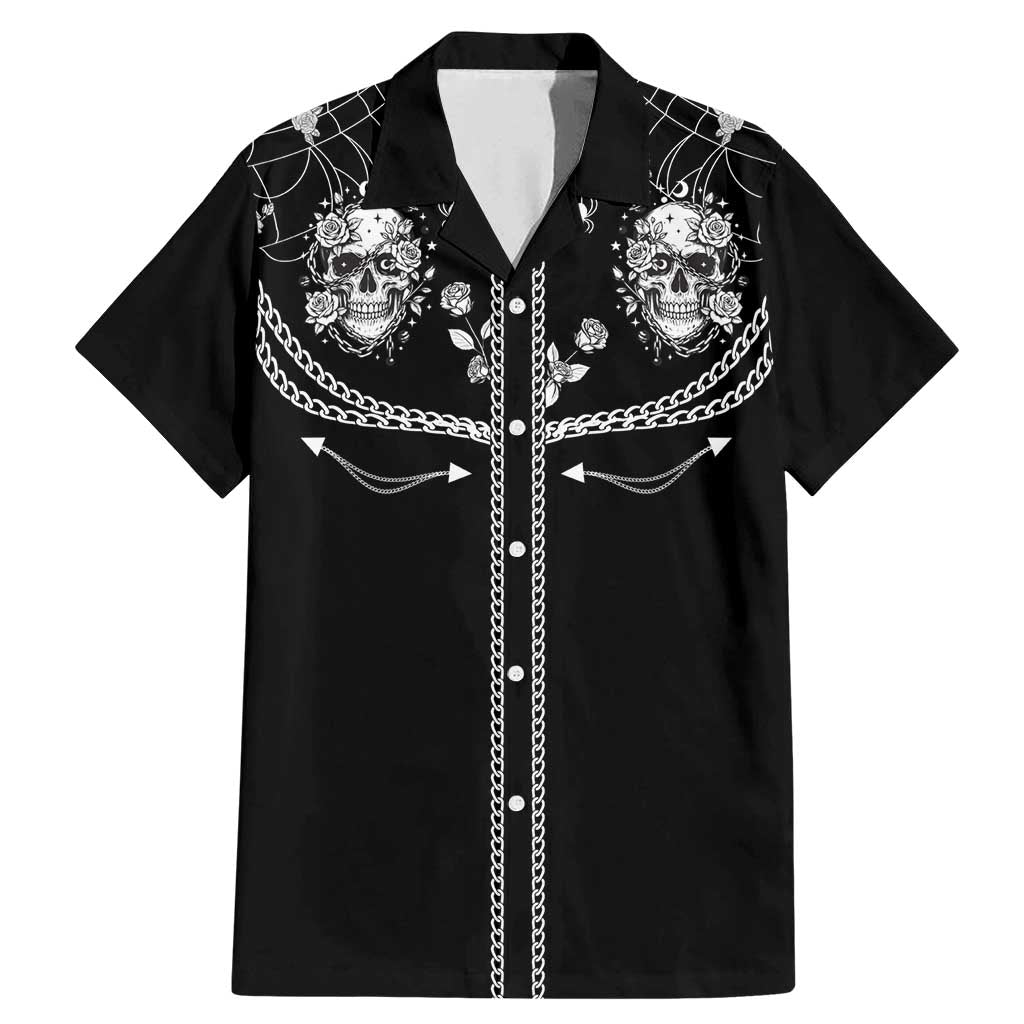 Western Gothic Yoke Family Matching Mermaid Dress and Hawaiian Shirt Skull Rose With Spider - Wonder Print Shop