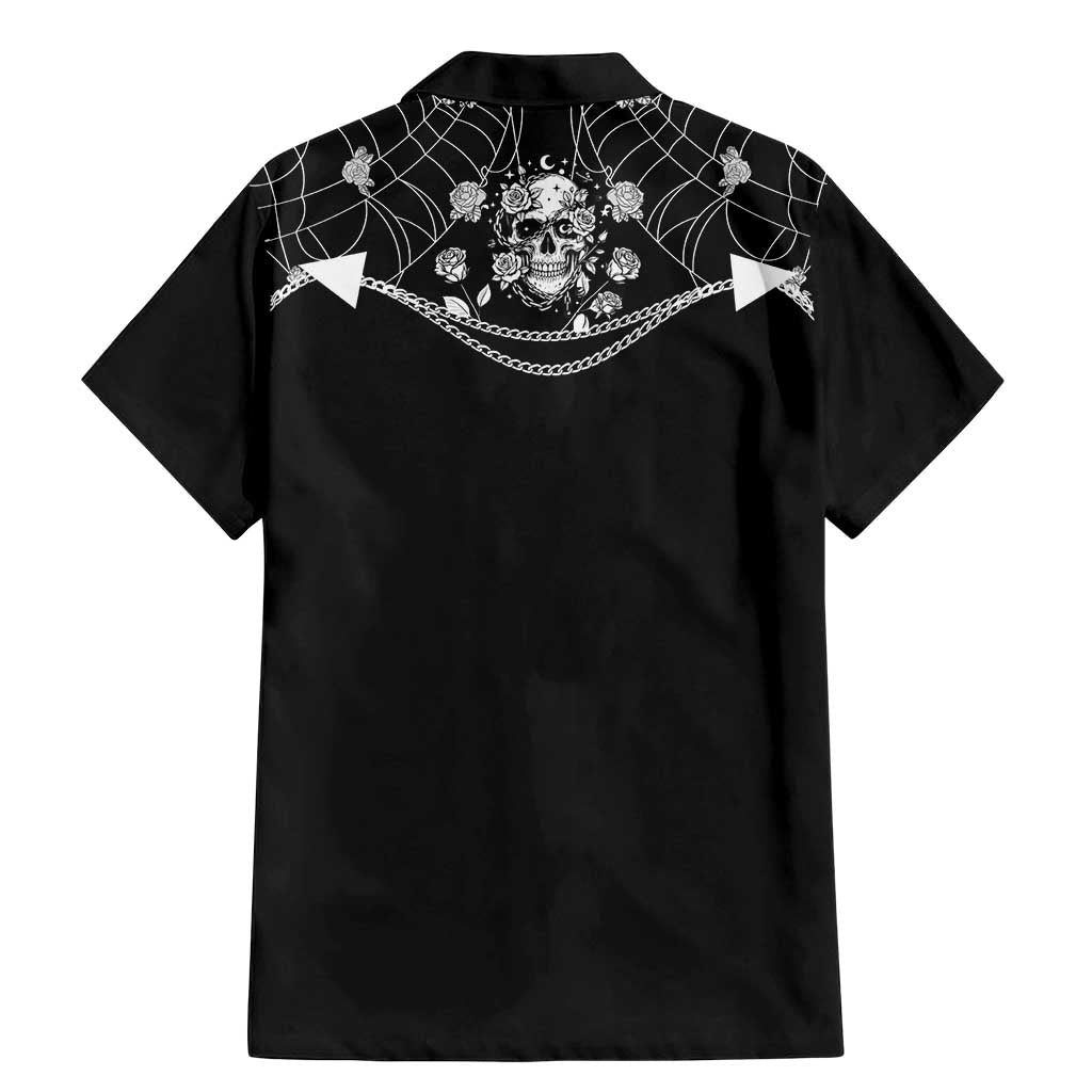 Western Gothic Yoke Family Matching Mermaid Dress and Hawaiian Shirt Skull Rose With Spider - Wonder Print Shop