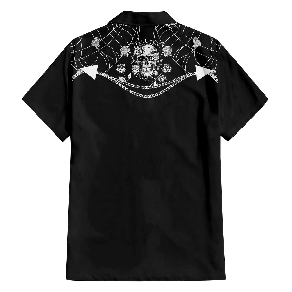 Western Gothic Yoke Family Matching Off The Shoulder Long Sleeve Dress and Hawaiian Shirt Skull Rose With Spider - Wonder Print Shop