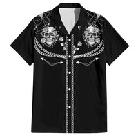 Western Gothic Yoke Family Matching Off Shoulder Maxi Dress and Hawaiian Shirt Skull Rose With Spider - Wonder Print Shop