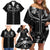 Western Gothic Yoke Family Matching Off Shoulder Short Dress and Hawaiian Shirt Skull Rose With Spider - Wonder Print Shop
