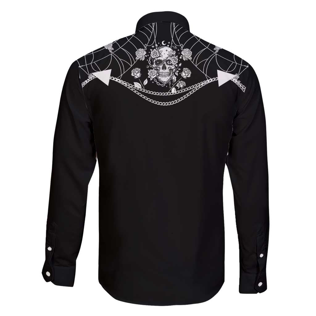 Western Gothic Yoke Family Matching Short Sleeve Bodycon Dress and Hawaiian Shirt Skull Rose With Spider - Wonder Print Shop