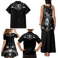 Western Gothic Yoke Family Matching Tank Maxi Dress and Hawaiian Shirt Skull Rose With Spider - Wonder Print Shop