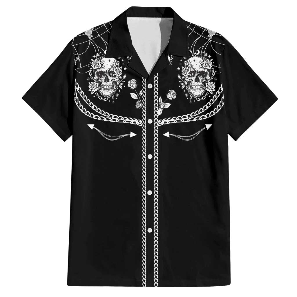 Western Gothic Yoke Family Matching Tank Maxi Dress and Hawaiian Shirt Skull Rose With Spider - Wonder Print Shop