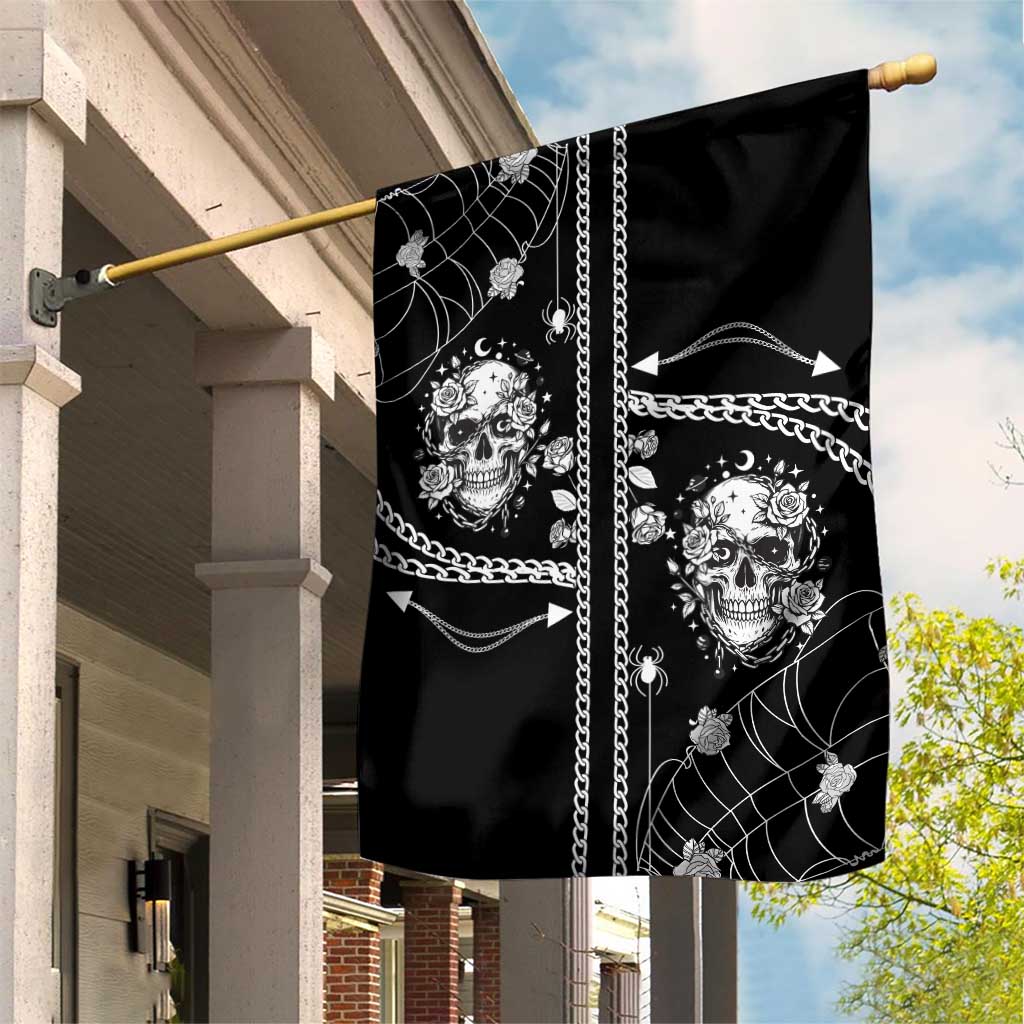 Western Gothic Yoke Garden Flag Skull Rose With Spider - Wonder Print Shop
