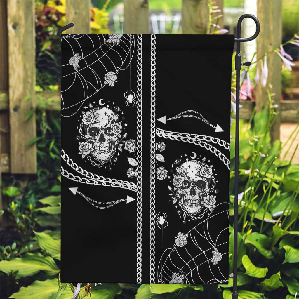 Western Gothic Yoke Garden Flag Skull Rose With Spider - Wonder Print Shop