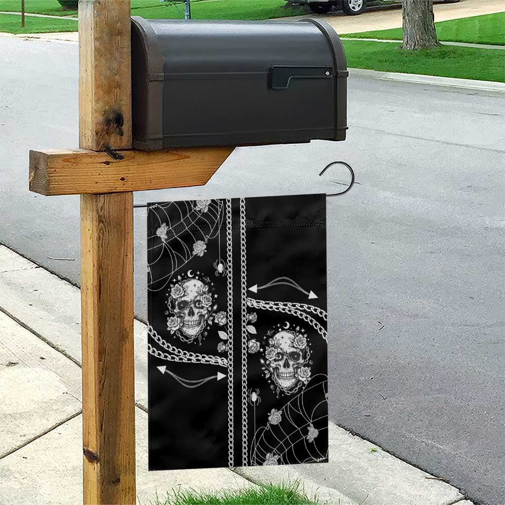 Western Gothic Yoke Garden Flag Skull Rose With Spider - Wonder Print Shop