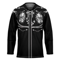 Western Gothic Yoke Hockey Jersey Skull Rose With Spider - Wonder Print Shop