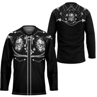 Western Gothic Yoke Hockey Jersey Skull Rose With Spider - Wonder Print Shop