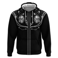 Western Gothic Yoke Hoodie Skull Rose With Spider - Wonder Print Shop