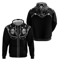 Western Gothic Yoke Hoodie Skull Rose With Spider - Wonder Print Shop