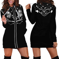 Western Gothic Yoke Hoodie Dress Skull Rose With Spider - Wonder Print Shop