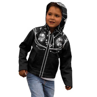 Western Gothic Yoke Kid Hoodie Skull Rose With Spider - Wonder Print Shop