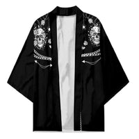 Western Gothic Yoke Kimono Skull Rose With Spider - Wonder Print Shop