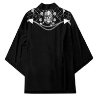 Western Gothic Yoke Kimono Skull Rose With Spider - Wonder Print Shop