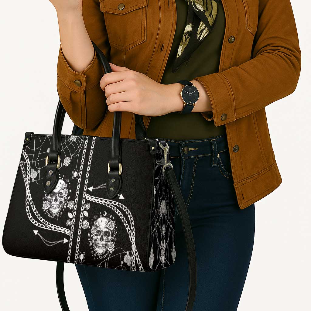 Western Gothic Yoke Leather Bag Skull Rose With Spider - Wonder Print Shop