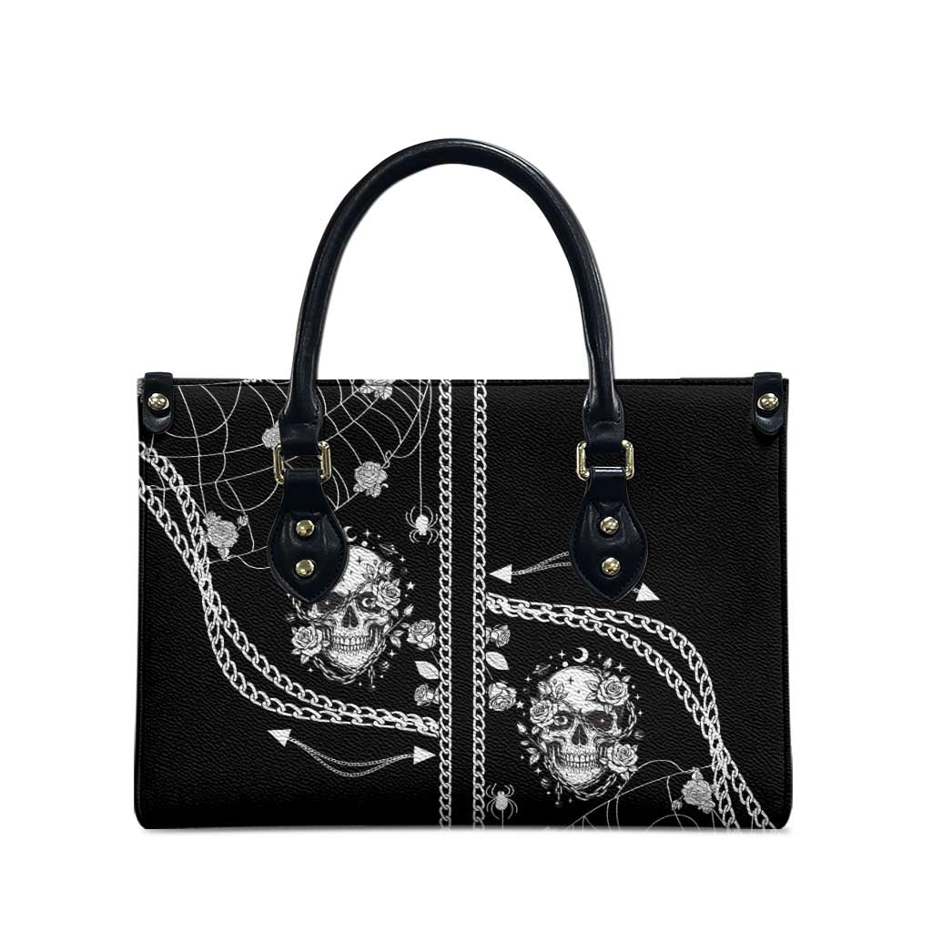 Western Gothic Yoke Leather Bag Skull Rose With Spider - Wonder Print Shop