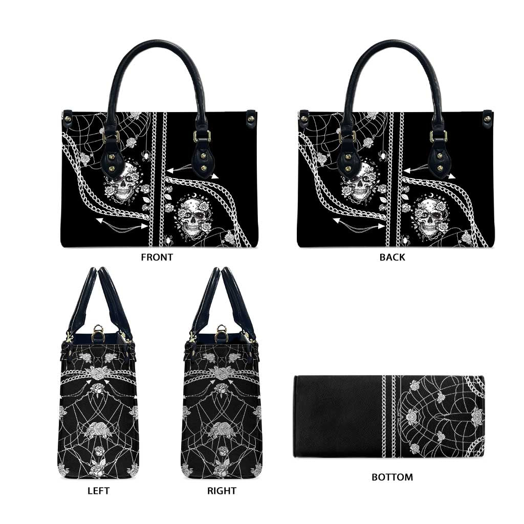 Western Gothic Yoke Leather Bag Skull Rose With Spider - Wonder Print Shop