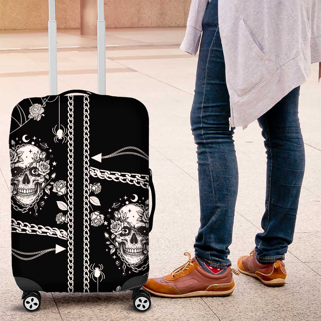 Western Gothic Yoke Luggage Cover Skull Rose With Spider - Wonder Print Shop