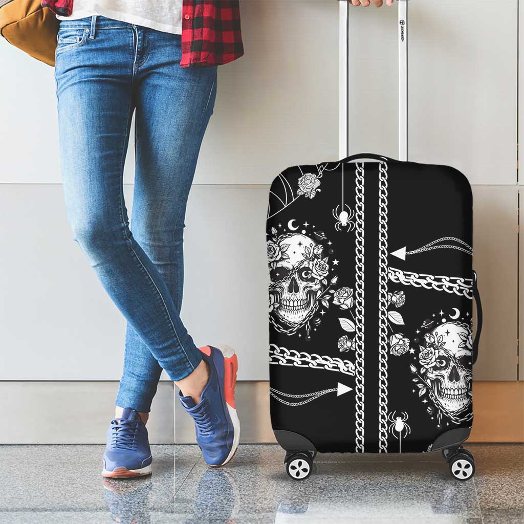 Western Gothic Yoke Luggage Cover Skull Rose With Spider - Wonder Print Shop