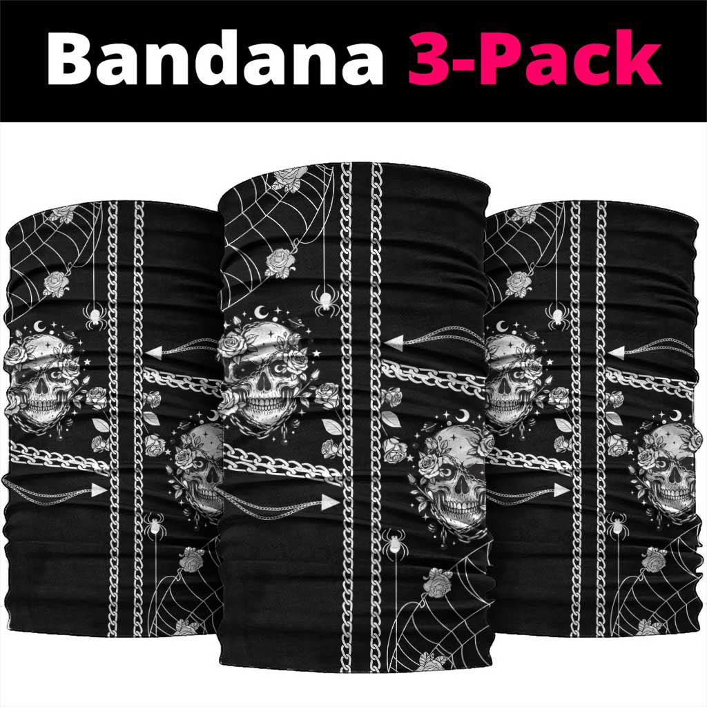 Western Gothic Yoke Neck Gaiter Skull Rose With Spider - Wonder Print Shop