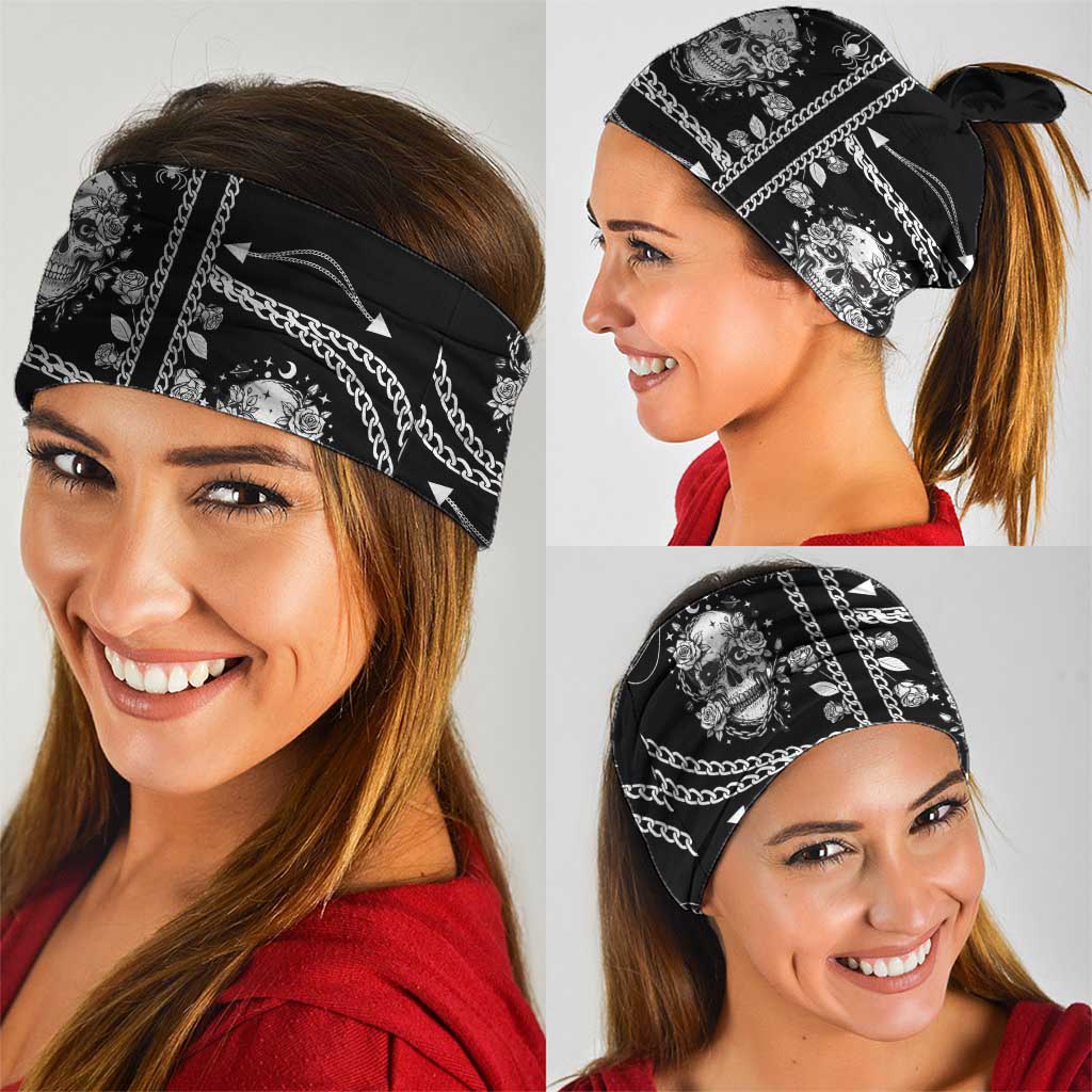 Western Gothic Yoke Neck Gaiter Skull Rose With Spider - Wonder Print Shop